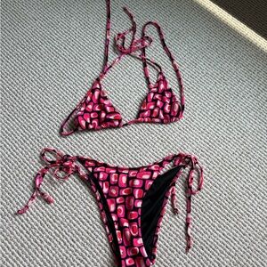 Pink and black bright swimwear bikini